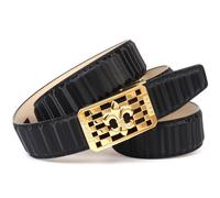 Ledergürtel ANTHONI CROWN, Damen, Gr. 85, schwarz, Leder, unifarben, festlich, Gürtel Ledergürtel, mit goldfarbener stilisierter Lilien-Schnalle (60066168-85) schwarz