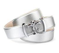 Ledergürtel ANTHONI CROWN, Damen, Gr. 90, silber (silberfarben), Leder, unifarben, Gürtel Ledergürtel, mit Lilien-Schließe, abgesteppte Ränder (55147911-90)