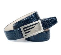 Ledergürtel ANTHONI CROWN, Herren, Gr. 85, blau, Rindsleder, Reptilienprägung, festlich, Gürtel Ledergürtel, in Kroko-Design, leicht glänzende Oberfläche, elegant (16427744-85)