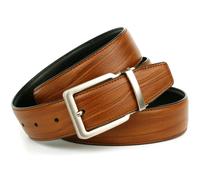Ledergürtel ANTHONI CROWN, Herren, Gr. 85, schwarz (cognac, schwarz), Leder, unifarben, Gürtel Ledergürtel, Wendegürtel in cognac und schwarz, Schließe silberfarben (78324312-85) cognac, schwarz