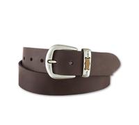 Ledergürtel BERND GÖTZ, Damen, Gr. 105, braun (dunkelbraun), Leder, unifarben, casual,modisch, Gürtel, mit metallisch gelabeltem Western Branding (89539544-105) dunkelbraun