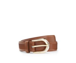 Ledergürtel BOSS "Carol-St-G_Sz30", Damen, Gr. 85, medium braun 215, Leder, unifarben, Gürtel Ledergürtel, mit abgerundeter Schließe (29436734-85) medium braun 215