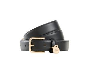Ledergürtel BOSS "Navya-ChBey-GSt Sz25", Damen, Gr. 100, schwarz (schwarz 001), Leder, unifarben, Gürtel Ledergürtel, mit Anhänger mit Double-B-Monogramm (85357310-100) schwarz 001