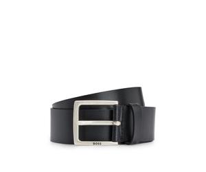 Ledergürtel BOSS "Rummi_Sz40", Herren, Gr. 85, schwarz, Rindsleder, unifarben, Basic, Gürtel Ledergürtel, aus italienischem Leder mit Metall-Details in Antik-Optik (96938022-85) schwarz