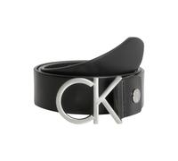 Ledergürtel CALVIN KLEIN "CK ADJ.LOGO BELT 3.5CM", Damen, Gr. 75, schwarz (schwarz_silber), Leder, unifarben, Gürtel Ledergürtel (44426302-75)