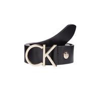 Ledergürtel CALVIN KLEIN "CK ADJ.LOGO BELT 3.5CM", Damen, Gr. 90, schwarz (schwarz_gold), Leder, unifarben, Gürtel Ledergürtel (68446505-90) schwarz_gold