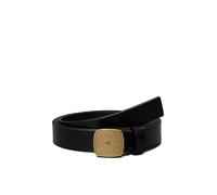 Calvin Klein Damen Gürtel Casual Plaque Buckle 2,0 cm Ledergürtel, Schwarz (Black/Tumbled Gold), 80 cm
