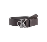 Ledergürtel CALVIN KLEIN JEANS "ROUND MONO PLAQUE LTHR BELT 35MM", Herren, Gr. 105, braun (bitter braun), Rindsleder, unifarben, Gürtel Ledergürtel, mit CK-Logoschließe (70820711-105)