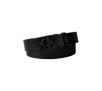 Ledergürtel CALVIN KLEIN "MONOGRAM BUCKLE 35MM", Herren, Gr. 125, schwarz (schwarz, matte schwarz), Rindsleder, unifarben, Gürtel Ledergürtel, Größenverstellbar (98352216-125) schwarz, matte schwarz