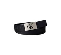 Ledergürtel CALVIN KLEIN "SSNL MONO PLAQUE 35MM FIXED", Herren, Gr. 100, schwarz, pewter, Web, Rindsleder, unifarben, Gürtel Ledergürtel, Größenverstellbar mit Metallschließe (41273640-100) schwarz, p