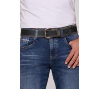 Camp David Herren Gürtel aus Leder mit Kontrastnaht und Logo-Plakette Black, 100