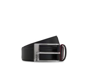 Ledergürtel HUGO "BARNEY", Herren, Gr. 85, schwarz (schwarz 001), Rindsleder, Gürtel Ledergürtel, mit kontrastfarbener Innenseite (95615218-85) schwarz 001