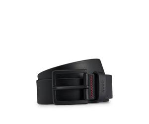 Ledergürtel HUGO "Gionios-B_Sz40", Herren, Gr. 80, schwarz, Leder, unifarben, Basic, Gürtel Ledergürtel, Boss-Prägung am Verschluss, rote Ziernaht (48423337-80) schwarz
