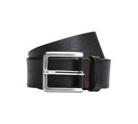 Ledergürtel HUGO "Gionios_Sz40", Herren, Gr. 85, schwarz, Leder, unifarben, Gürtel Ledergürtel, mit Narbenprägung und gebürsteten Metalldetails (74827017-85) schwarz