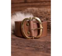 Outfit4Events Brauner Ledergürtel mit Messingschnalle