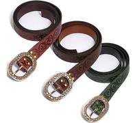 Ledergürtel mit Pflanzenprägung und patinierter Schnalle