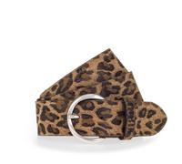 Ledergürtel MUSTANG, Damen, Gr. 105, braun (taupe, schwarz braun), Rindsleder, animal-print, Gürtel Ledergürtel, Florales oder Animal-Design, 4 cm breit (55153967-105) taupe, schwarz braun