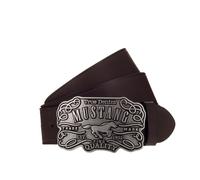 Ledergürtel MUSTANG, Damen, Gr. 120, schwarz braun, Rindsleder, Gürtel Ledergürtel, feine Logoprägung, Echtleder, aufwendige Gürtelschnalle (54781363-120) schwarz braun