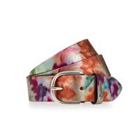 Ledergürtel MUSTANG, Damen, Gr. 75, bunt (multicolour), Leder, Gürtel Ledergürtel, Mit floralem Print und Schließe in poliertem Silber, 3,5 cm (54669131-75) multicolour