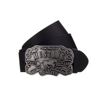 Ledergürtel MUSTANG, Herren, Gr. 120, schwarz, Rindsleder, Gürtel Ledergürtel, mit Pull-Up-Effekt, in liebevoller Handarbeit gefertigt (97225325-120) schwarz