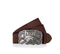 Ledergürtel MUSTANG, Herren, Gr. 80, middle braun, Rindsleder, Gürtel Ledergürtel, feine Logoprägung, Echtleder, aufwendige Gürtelschnalle (15492219-80) middle braun