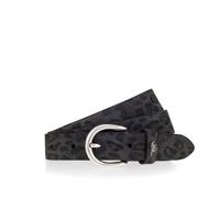 Ledergürtel MUSTANG "Lauren", Damen, Gr. 80, grau (schwarz anthrazit), Leder, Gürtel Ledergürtel, mit Animal-Print, 2,5 cm breit, Made in Metzingen (32196541-80) schwarz anthrazit