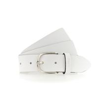 Ledergürtel MUSTANG "Madison", Damen, Gr. 80, weiß, Rindsleder, unifarben, Gürtel Ledergürtel, Mit geprägtem MUSTANG-Logo auf der Schlaufe, 3,5 cm (39117963-80) weiß