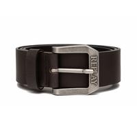 Ledergürtel REPLAY, Herren, Gr. 110, schwarz (schwarzbown), Rindsleder, unifarben, Gürtel Ledergürtel, mit matter Schließe (97530818-110)