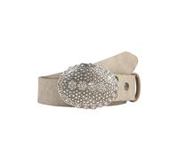 Ledergürtel RETTUNGSRING GÜRTEL "»Gump Ash«, mit austauschbarer Schließe »Oval Nieten Mit Strass«", Damen, Gr. 120, beige (hellgrau), Rindsleder, Gürtel Ledergürtel (35675624-120) hellgrau