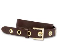 Ledergürtel SILBERGIFT "Ledergürtel mit eckiger Goldschließe & großen Metallösen", Damen, Gr. 105, dunkelbrau, Rindsleder, Gürtel Ledergürtel (75890057-105) dunkelbrau