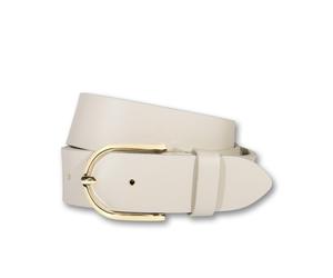 Ledergürtel SILBERGIFT "Ledergürtel mit fein geschwungener Schließe", Damen, Gr. 85, weiß (beige), Rindsleder, Gürtel Ledergürtel (25178536-85) beige