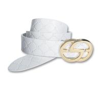 Ledergürtel SILBERGIFT "Ledergürtel mit Rautenprägung und Designschließe", Damen, Gr. 105, weiß, Rindsleder, Gürtel Ledergürtel (87382753-105) weiß