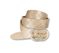 Ledergürtel SILBERGIFT "Ledergürtel mit Rautenprägung und Designschließe", Damen, Gr. 80, champagner, Rindsleder, Gürtel Ledergürtel (53404601-80) champagner