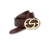 Ledergürtel SILBERGIFT "Ledergürtel mit Rautenprägung und Designschließe", Damen, Gr. 95, dunkelbrau, Rindsleder, Gürtel Ledergürtel (56292315-95) dunkelbrau