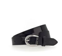 Ledergürtel TAMARIS "Carolin Silver", Damen, Gr. 115, schwarz, Materialmix, unifarben, Gürtel Ledergürtel, weiches Lack-Rindleder mit hochglänzendem Finish (82035524-115) schwarz
