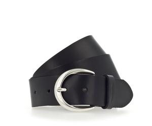 Ledergürtel TAMARIS "Charlotte Silver", Damen, Gr. 90, schwarz, Leder, unifarben, Gürtel Ledergürtel, mit halbrunder Dornschließe in poliertem Silber, 4 cm breit (44045726-90) schwarz