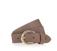 Ledergürtel TAMARIS "Clara Gold", Damen, Gr. 85, braun (grau taupe), Rindsleder, unifarben, Gürtel Ledergürtel, 3 cm Breite, aus Rindsleder, mit goldfarbener Dornschnalle (86218047-85) grau taupe