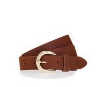 Ledergürtel TAMARIS "Clara Gold", Damen, Gr. 85, braun (mittelbraun), Rindsleder, unifarben, Gürtel Ledergürtel, 3 cm Breite, aus Rindsleder, mit goldfarbener Dornschnalle (93658429-85) mittelbraun