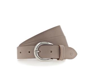 Ledergürtel TAMARIS "Clara Silver", Damen, Gr. 115, grau (taupe), Rindsleder, unifarben, Basic, Gürtel Ledergürtel, mit glänzender silberfarbener Schließe, unifarben, 3 cm breit (64876759-115) taupe