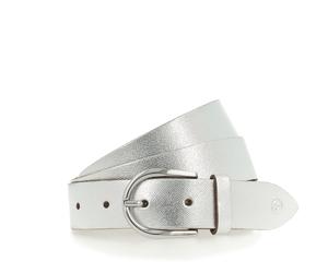 Ledergürtel TAMARIS "Cleena Silver", Damen, Gr. 105, silber metallic, Rindsleder, unifarben, Gürtel Ledergürtel, aus Rindsleder, 3 cm breit, leicht strukturierte Oberfläche (32393842-105) silber metal