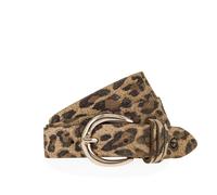 Tamaris Ledergürtel Damen, Gr. 100, Rindsleder, Animalmuster, 3 cm breit, Taupe/Schwarzbraun