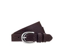 Ledergürtel TAMARIS, Damen, Gr. 100, dunkelbraun, Rindsleder, gemustert, unifarben, Gürtel Ledergürtel, 2,5 cm breit, gemustert, Doppelschnalle (22649721-100) dunkelbraun
