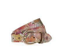 Ledergürtel TAMARIS, Damen, Gr. 105, bunt (multicolour, gold), Rindsleder, geblümt, mehrfarbig, Gürtel Ledergürtel, Florales Muster im Metallic-Design oder Animal-Look, 3 cm breit (87586229-105) multi