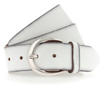 Ledergürtel TAMARIS, Damen, Gr. 110, weiß, Leder, unifarben, Gürtel Ledergürtel, mit Logoschriftzug auf der Gürtelschlaufe, Basic-Style (61230734-110) weiß