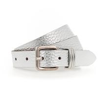 Ledergürtel TAMARIS, Damen, Gr. 75, silber (silberfarben), Rindsleder, glänzend, festlich, Gürtel Ledergürtel, mit Metallic-Finish (99551161-75) silberfarben