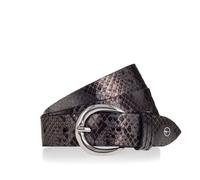 Ledergürtel TAMARIS "Deena Silver", Damen, Gr. 90, grau (schwarz braun, gun metal), Rindsleder, Gürtel Ledergürtel, Schlangenmuster-Optik (14669810-90) schwarz braun, gun metal
