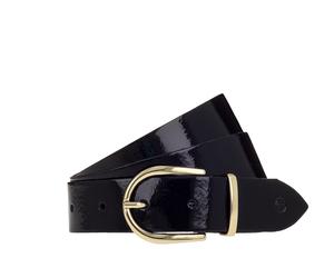 Ledergürtel TAMARIS "Ellen Gold", Damen, Gr. 100, schwarz, Rindsleder, unifarben, Gürtel Ledergürtel, mit 3 cm Breite, in glänzendem Goldton, unifarben (24422761-100) schwarz