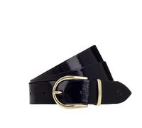 Ledergürtel TAMARIS "Ellen Gold", Damen, Gr. 105, schwarz, Rindsleder, unifarben, Gürtel Ledergürtel, mit 3 cm Breite, in glänzendem Goldton, unifarben (24422761-105) schwarz