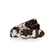 Ledergürtel TAMARIS "Elsa Silver", Damen, Gr. 100, braun (schwarz braun, weiß), Rindsleder, Gürtel Ledergürtel, mit Fell-Optik, aus Rindsleder, kürzbar, 3 cm breit (75202742-100) schwarz braun, weiß