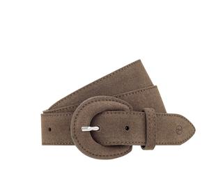 Ledergürtel TAMARIS "Florence", Damen, Gr. 110, schwarz taupe, Rindsleder, Gürtel Ledergürtel, aus Rindsleder, mit lederbezogener halbrunder Schließe (43000512-110) schwarz taupe